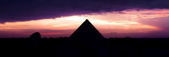 New Moon at twilight by the Great Pyramid