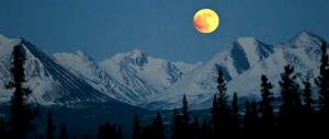 Full Moon over the Cascades in Washington State