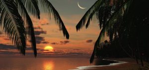 Aries New Moon Photo Over Hawaii Beach